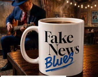 Fake News Blues Mug (11 oz) | White Ceramic Mug, Patriot gift | SithDaddy Open Edition