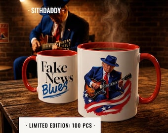 Fake News Blues White Coffee Mug (11, 15oz) | Ceramic Mug, Patriot gift | SithDaddy Limited Edition - 100 pcs