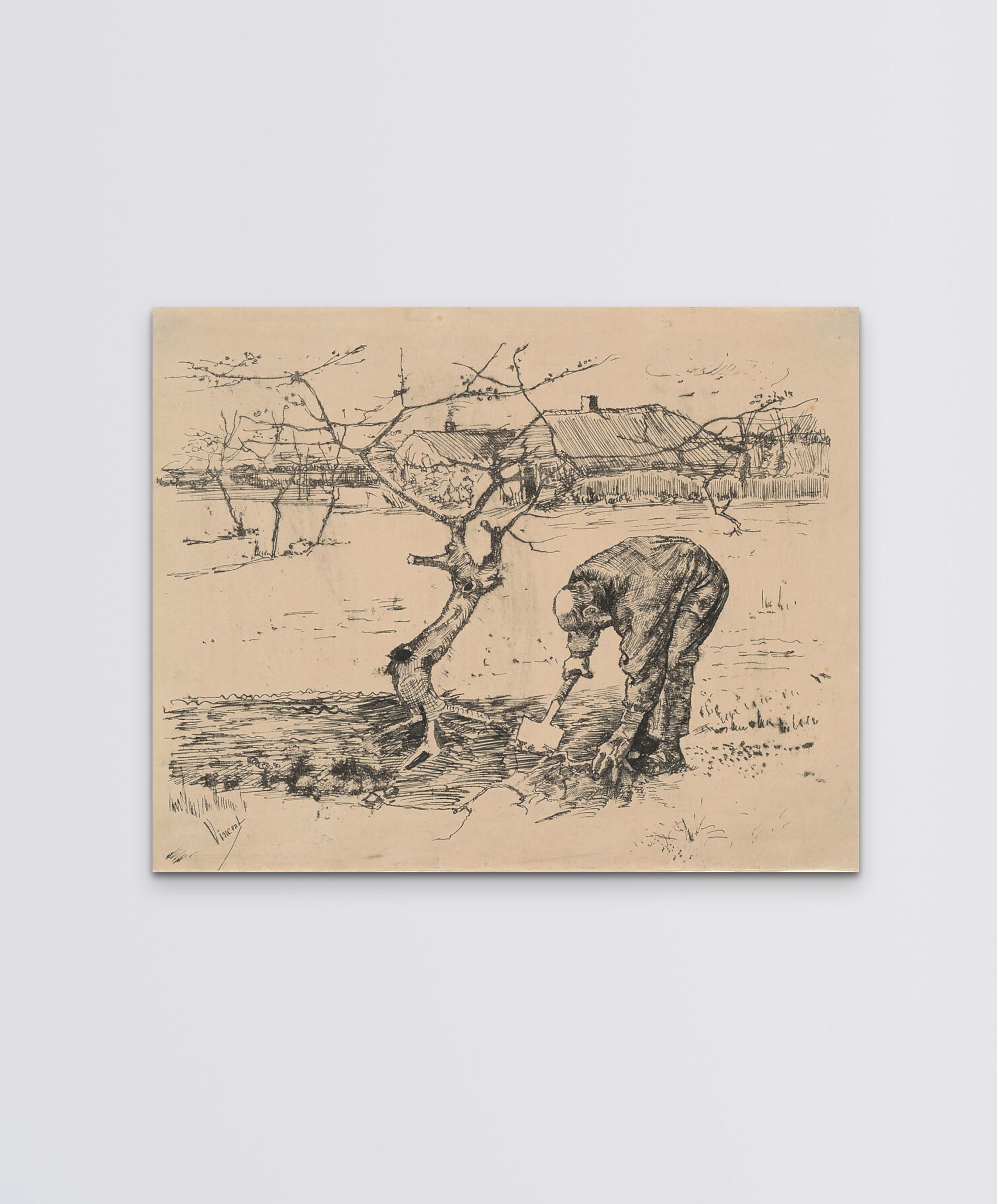 Gärtner an einem Apfelbaum Vincent Van Gogh, Vintage französische