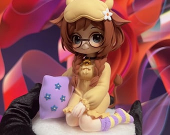 Chibi ∙ Benutzerdefinierte Figur, AI Bild zu Realfigur, 100% handgefertigte DIY Figur, niedlicher Hochzeitstorte Topper, Tonkunst, personalisierte Minifigur