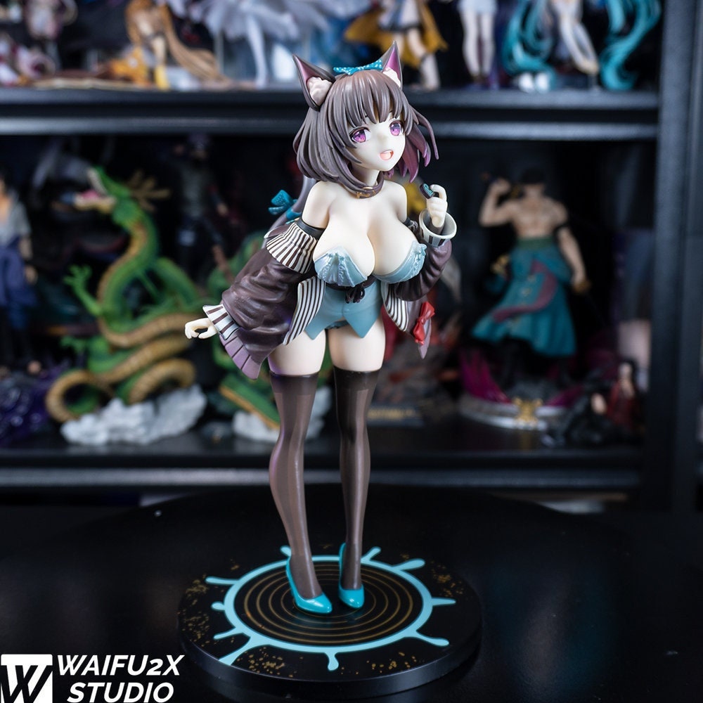 Waifu2x Anime Action Figure 1/6 Scale Mauve Cat Ear Girl Etsy