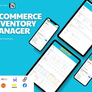 E-Kommerz-Bestandsführungssystem - Notion Template - List Tracker - Produktlog - Quelllieferant - Lager, Handel, Small Business