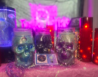 Magick gothic spooky skull witch candles