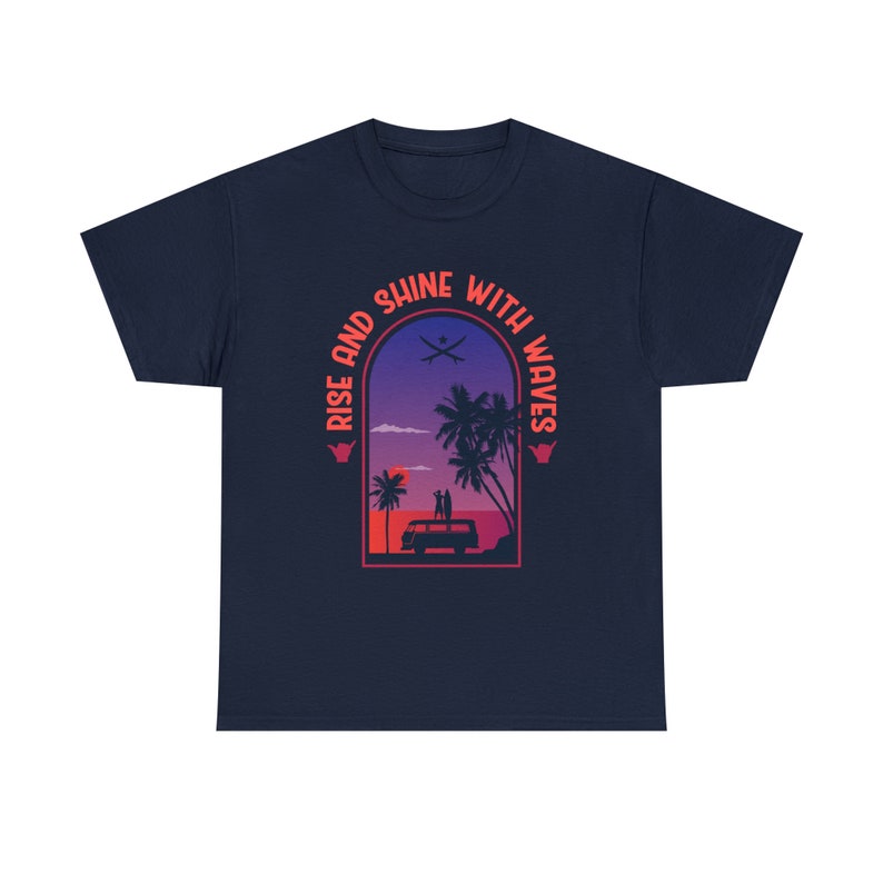 Rise and Shine with Waves Beach Lover Sunrise Tee Embrace Coastal Vibes image 10