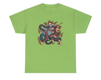 The Battle Tattoo Tee - Serpent and Skull Clash - Embrace the Art of War!