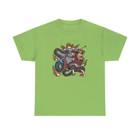 The Battle Tattoo Tee - Serpent and Skull Clash - Embrace the Art of War!