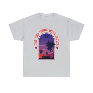 Rise and Shine with Waves Beach Lover Sunrise Tee Embrace Coastal Vibes image 3