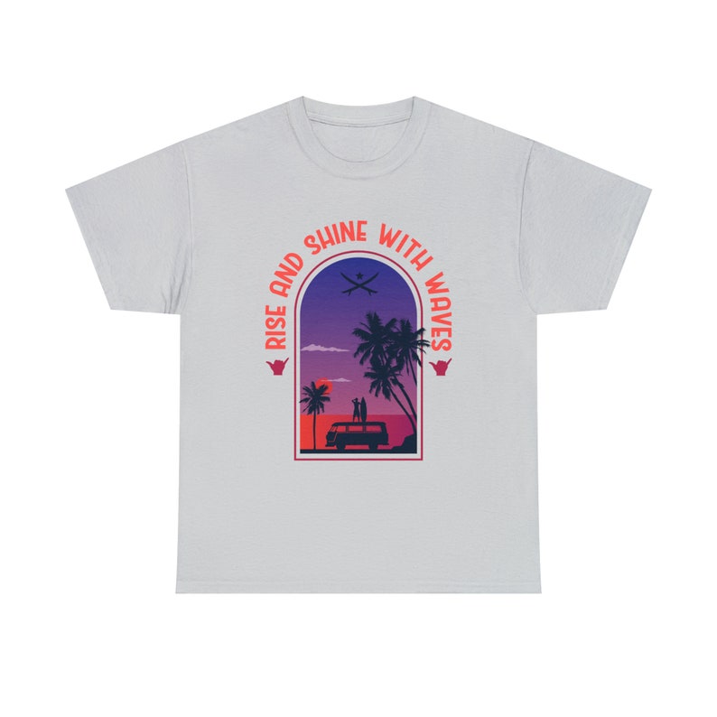 Rise and Shine with Waves Beach Lover Sunrise Tee Embrace Coastal Vibes image 3