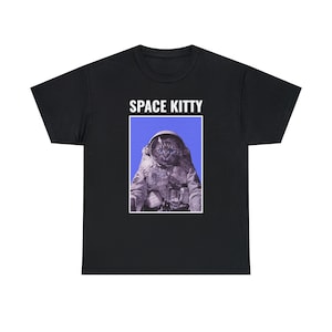 Space Kitty Astronaut Tee Cosmic Adventures with a Feline Twist Purrfectly Stellar image 1