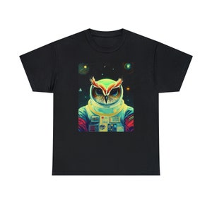 Space Owl Tee Majestic Avian Explorer in the Cosmos Embrace the Galactic Wisdom image 2