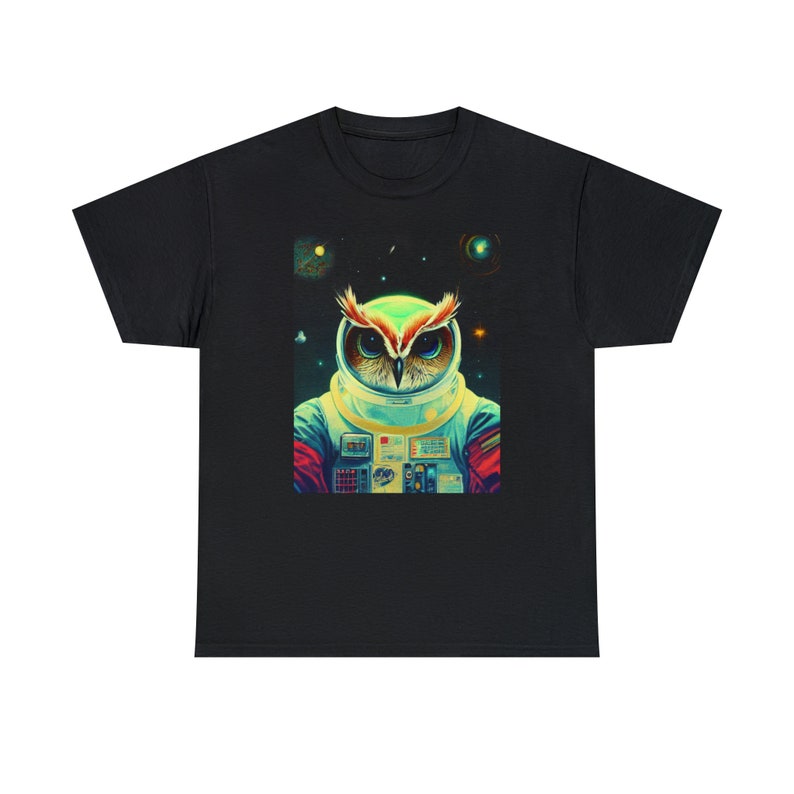 Space Owl Tee Majestic Avian Explorer in the Cosmos Embrace the Galactic Wisdom image 2