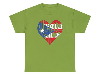 Camiseta con corazón de Puerto Rico - ¡Muestre su amor por Puerto Rico con nuestra "camiseta con corazón de Puerto Rico"!