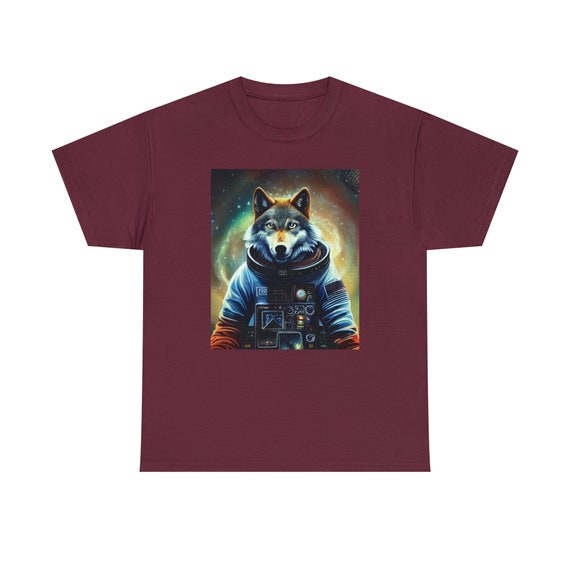 Space Wolf Tee - Lunar Howls of Cosmic Adventure - Unleash the Stellar Wildness