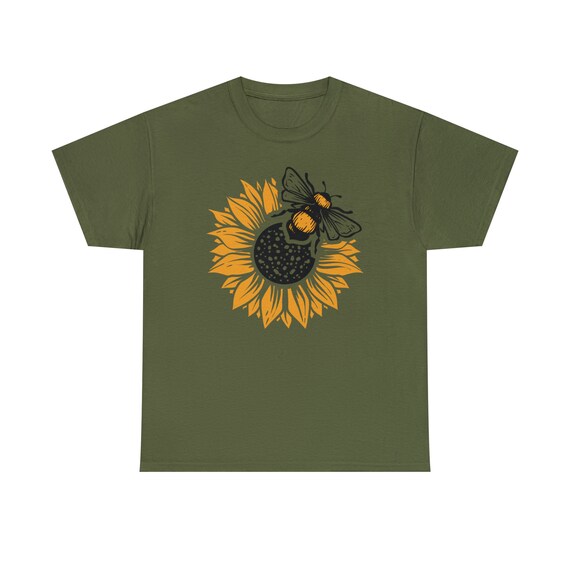 Bee and Sunflower Shirt - Buzz into nature's beauty with our "Bee and Sunflower Tee"!