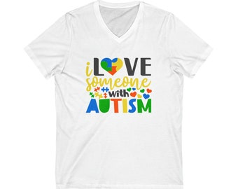 T-shirt à encolure en V Autism Love