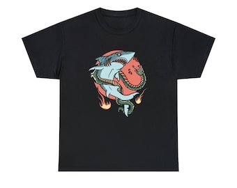 Shark vs Snake Tattoo Tee - Clash of the Predators - Unleash Your Wild Side!