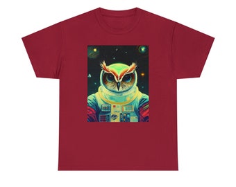 Space Owl Tee - Majestic Avian Explorer in the Cosmos - Embrace the Galactic Wisdom