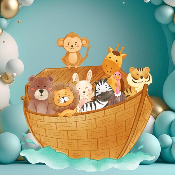 Noah's Ark Knipsel, Noah's Ark Big Decor, Noah Party Decoratie Thema Baby shower Verjaardagsfeestje, Stand Up Prop, Digitale Download