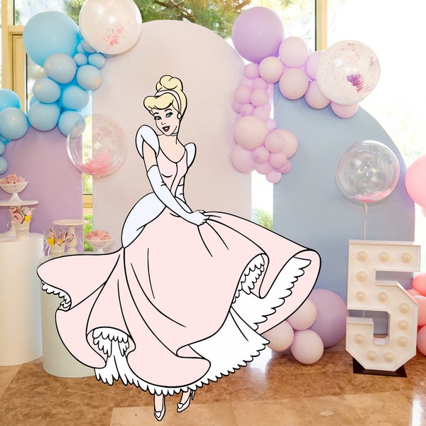 Cinderella CutOut, Cute Princess Cutout Decor, Cinderella Party Decoration Theme, Birthday Party Stand Up Prop, Digital Download