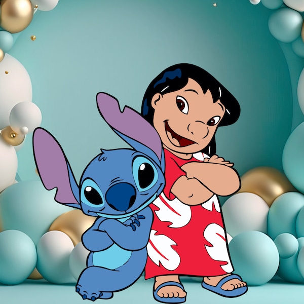 Lilo und Stitch Ausschnitt, Lilo und Stitch großes Dekor, Partydekoration Thema Babyparty oder Geburtstagsfeier Stand Up Prop, digitaler Download