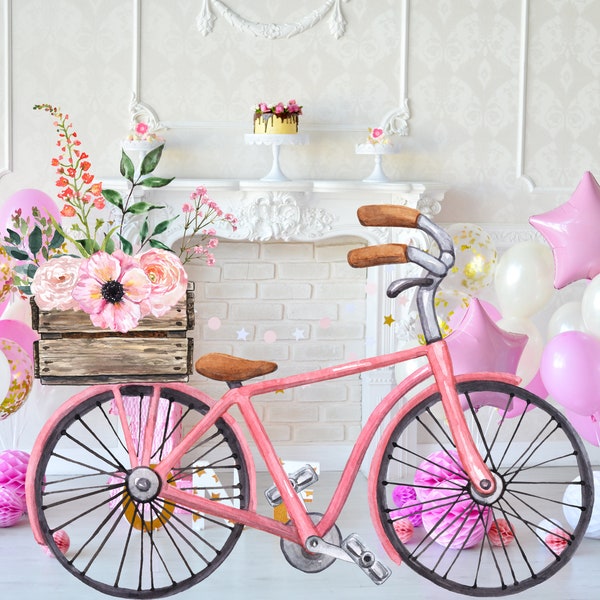 Décoration de fête de vélo, découpe de vélo, grand décor de voiture mignonne, baby shower de thème de vélo ou fête d'anniversaire Stand Up Prop, téléchargement numérique