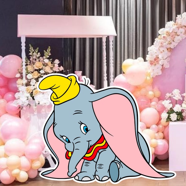 Dumbo Ausschnitt, Hintergrund großes Dekor, Elefant-Thema Partydekoration Babyparty oder Geburtstagsfeier Stand Up Prop, digitaler Download