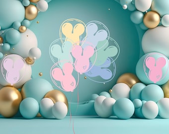 Mouse Balloons Cutout, Mickey Backdrop Decor, Mouse Theme Party Decoration Baby shower Or Birthday Party Stand Up Prop, Digital Download