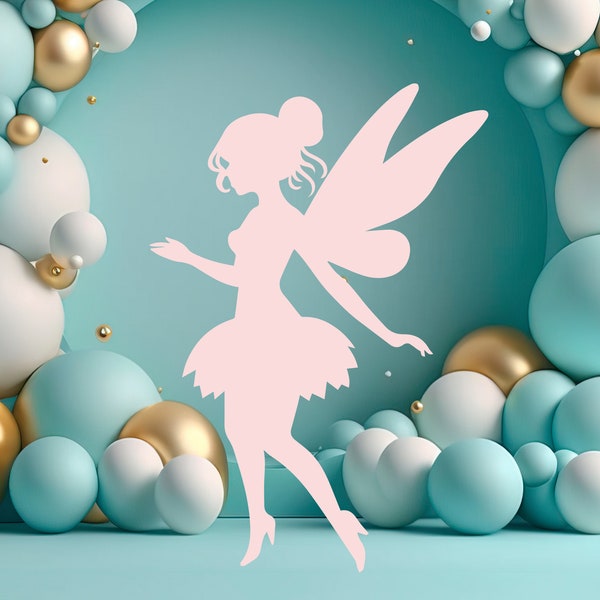 Fairy Silhouette CutOut, Cute Fairy Cutout Decor, Fairy Party Decoration Theme Baby shower Or Birthday Party Stand Up Prop, Digital Download