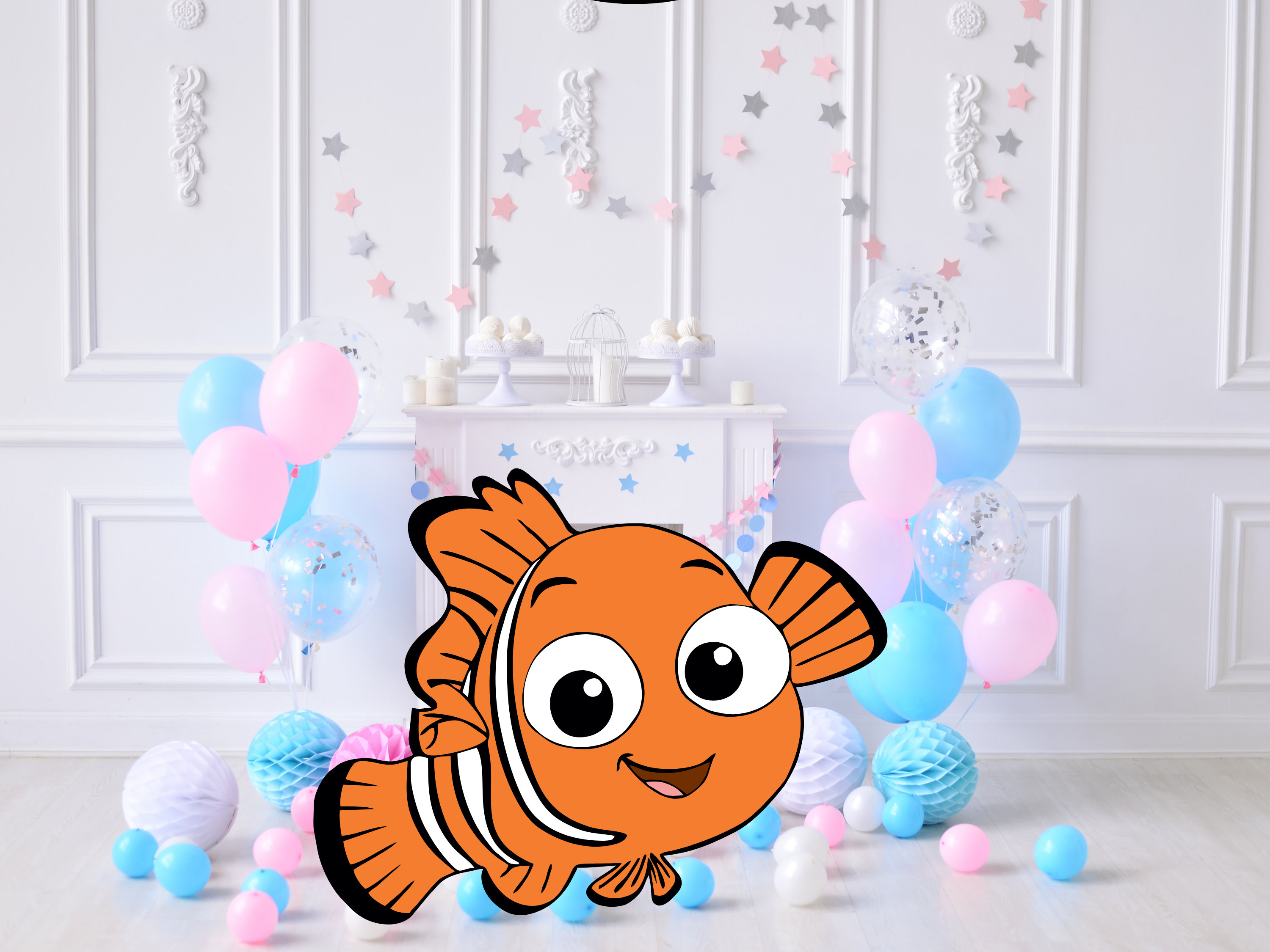 Cute Fish Nemo Cutout, Backdrop Big Decor, Nemo Theme Party Decoration Baby  shower Or Birthday Party Stand Up Prop, Digital Download