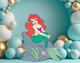 Ariel Cutout, Ariel Cutout Decor, Ariel Party Decoration Theme Baby shower Or Birthday Party Stand Up Prop, Digital Download