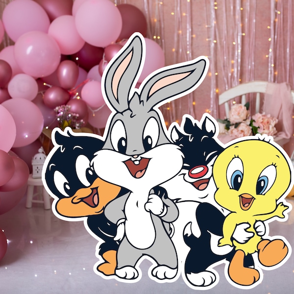 Cute Animals Cutout, Digital Backdrop Big Decor, Bunny Duck Cat Bird Theme Party Decoration Baby shower Or Birthday Party Stand Up Prop