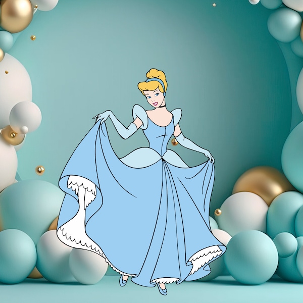 Cinderella CutOut, Cute Princess Cutout Decor, Cinderella Party Decoration Theme, Birthday Party Stand Up Prop, Digital Download