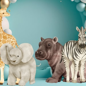 Jungle Animals Bundle Cutout, Jungle Cutout Decor,  Safari Party Decoration Theme Baby shower, Birthday Party, Stand Up Prop,  Digital