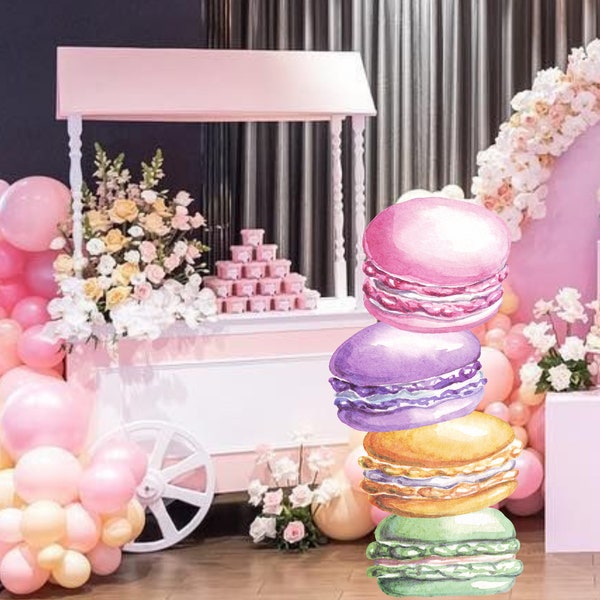 Découpe de macarons aquarelle, décoration Candyland, décoration Candyland thème anniversaire, accessoire de fête d'anniversaire, téléchargement numérique