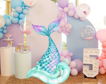 Mermaid Tail CutOut, Mermaid Cutout Decor, Under The Sea Party Decoration Theme Birthday, Birthday Party Stand Up Prop, Digital Download