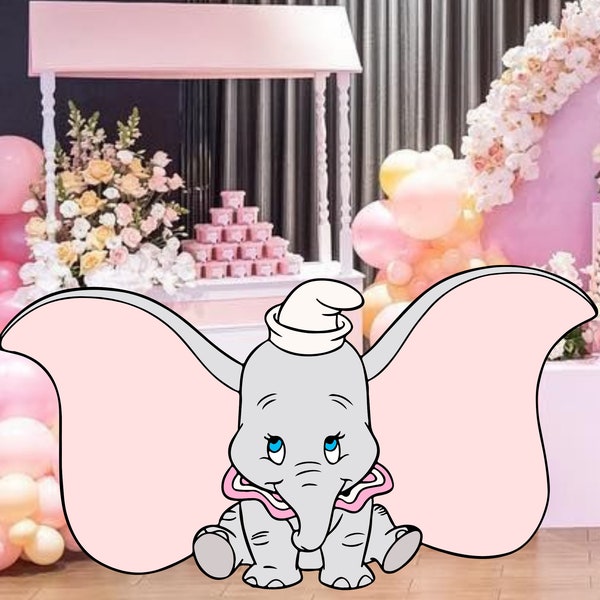 Dumbo Pastel Cutout, Backdrop Big Decor, Elephant Theme Party Decoration Baby shower Or Birthday Party Stand Up Prop, Digital Download