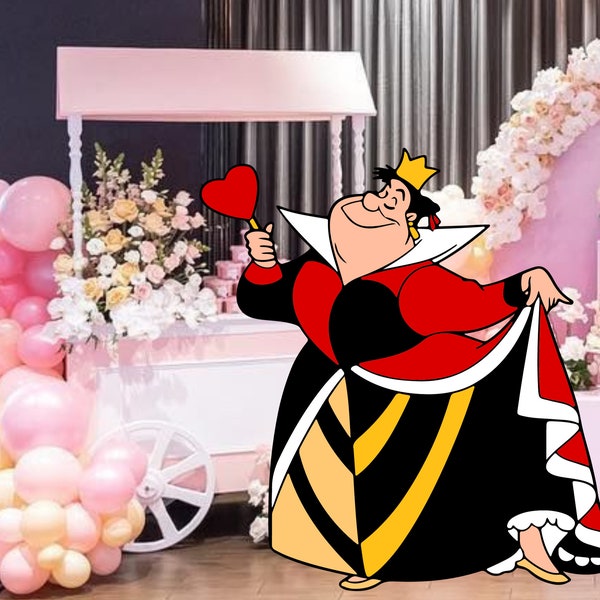 Alice In Wonderland CutOut, Queen of Hearts Big Decor, Alice Decoration Theme Baby shower Birthday Party, Stand Up Prop, Digital Download