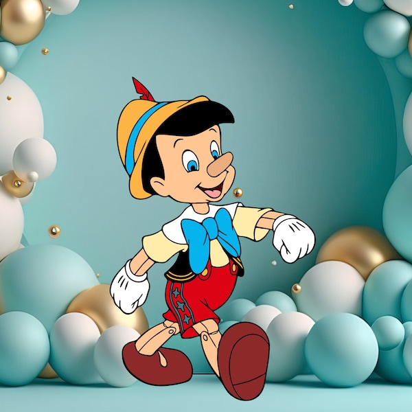 Découpe de Pinocchio, Pinocchio grande décoration, décoration de fête Pinocchio thème Baby shower ou fête d'anniversaire Stand Up Prop, téléchargement numérique