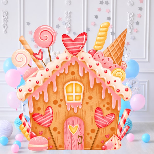 Candyland Candy Decor Theme Party CutOut Biscuit House Cutout Decor Candyland Decoration Theme Birthday Party Stand Up Prop Digital Download