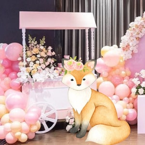 Forest Animal Fox Cutout, Backdrop Decor, Woodland Animal Fox Party Decoration Baby shower Or Birthday Party Stand Up Prop,Digital