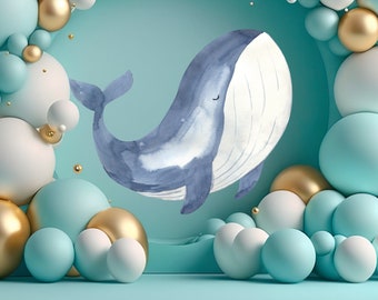 Whale CutOut, Whale Big Decor, Under The Sea Decoration Theme Birthday Party, Whale Wall Decoration, Birthday Party Stand Up Prop, Digital