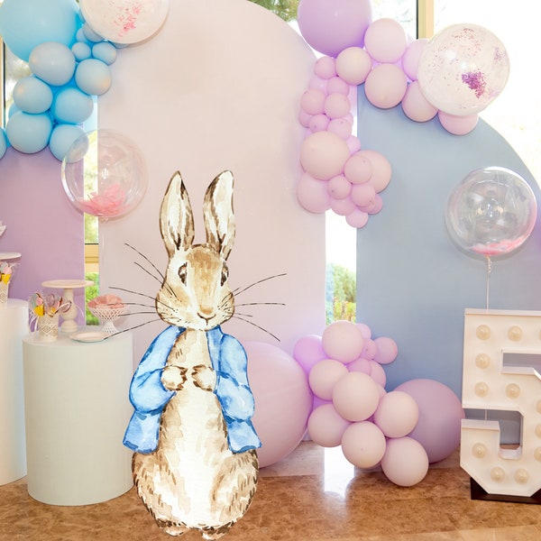 Découpe Peter Rabbit, décoration de toile de fond animal de la forêt, décoration de fête lapin animal des bois baby shower ou fête d'anniversaire accessoire debout, numérique