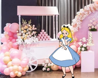 Ritaglio di Alice nel paese delle meraviglie, grande decorazione Alice, tema decorazione Alice Baby shower festa di compleanno, stand up prop, download digitale