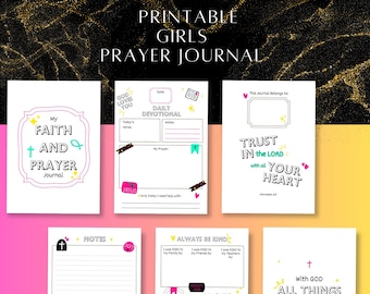 Girls Faith Prayer Journal: Kids Devotional Prompts (Printable PDF)