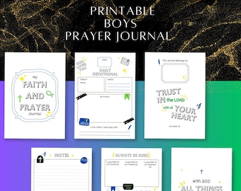 Kids Prayer Journal Printable Pdf Faith Journal for Boys Kids Devotional Journal