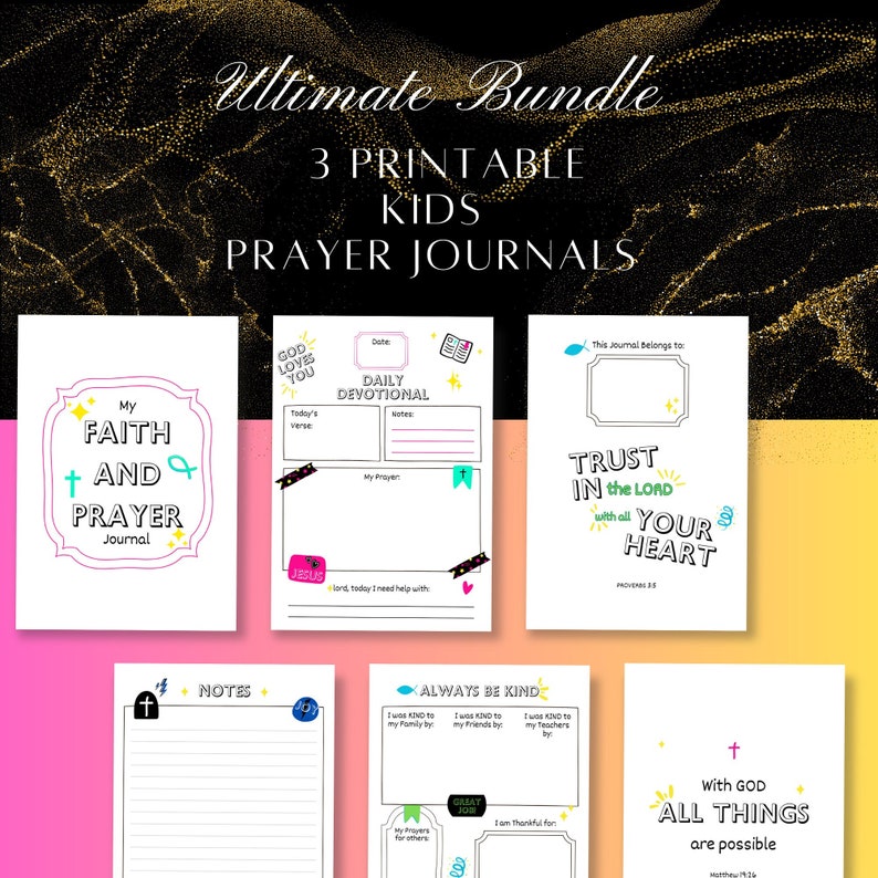 Bundle of 3 Kids Prayer Journal Printable Pdf Faith Journal for Boys ...