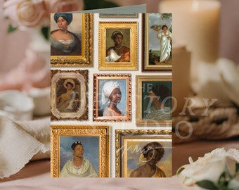 Gallery Wall Greeting Card | Embellished with Rhinestones, Antique WOC, Victorian Black Girls