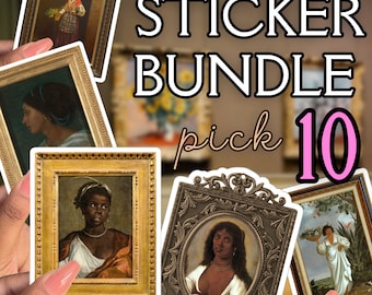 Pick 10 Sticker Pack, Antique Black Girl Stickers, Vintage Ephemera, Sticker Bundle, Vinyl Stickers, Laptop Stickers | Fine Art Stickers