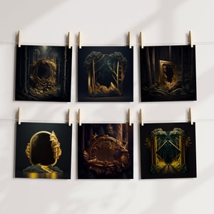 12 letreros del bosque oscuro, uso comercial gratuito, moderno, arte digital, arte mural, imprimible, arte de fantasía, plantilla de logotipo, grande, 28x28 pulgadas, JPEG