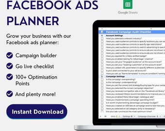 Facebook Ads Campaign Planner: Google Sheets Template (PDF)